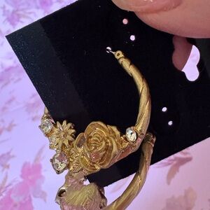 Gold Floral Hoop Earrings